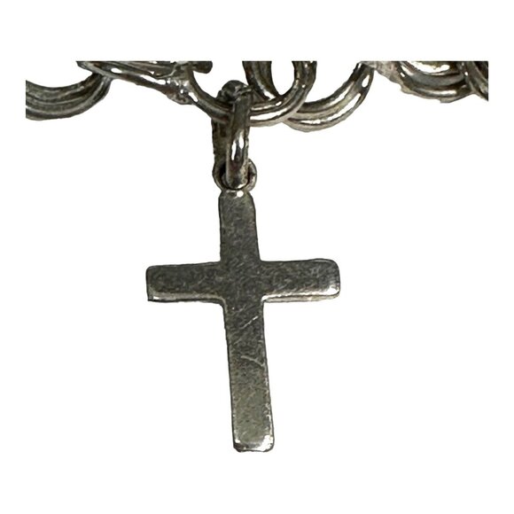 Vintage Forstner Charm Bracelet With Heart & Cross Charms And Pink Stone Accent - Picture 16 of 16